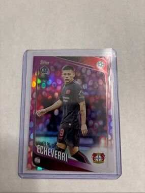 Topps Holographic Soccer Card - Pink & Purple